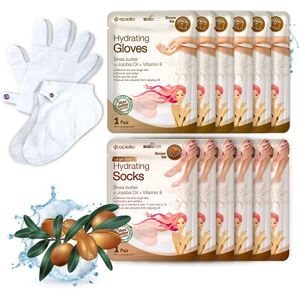 Epielle Hydrating Hand & Foot Masks (Glove & Socks 12pk) for Dry Hand, Dry & Cracked Heel Spa Day Shea Butter + Jojoba Oil + Vitamin E, Beauty Mothers Day Gifts