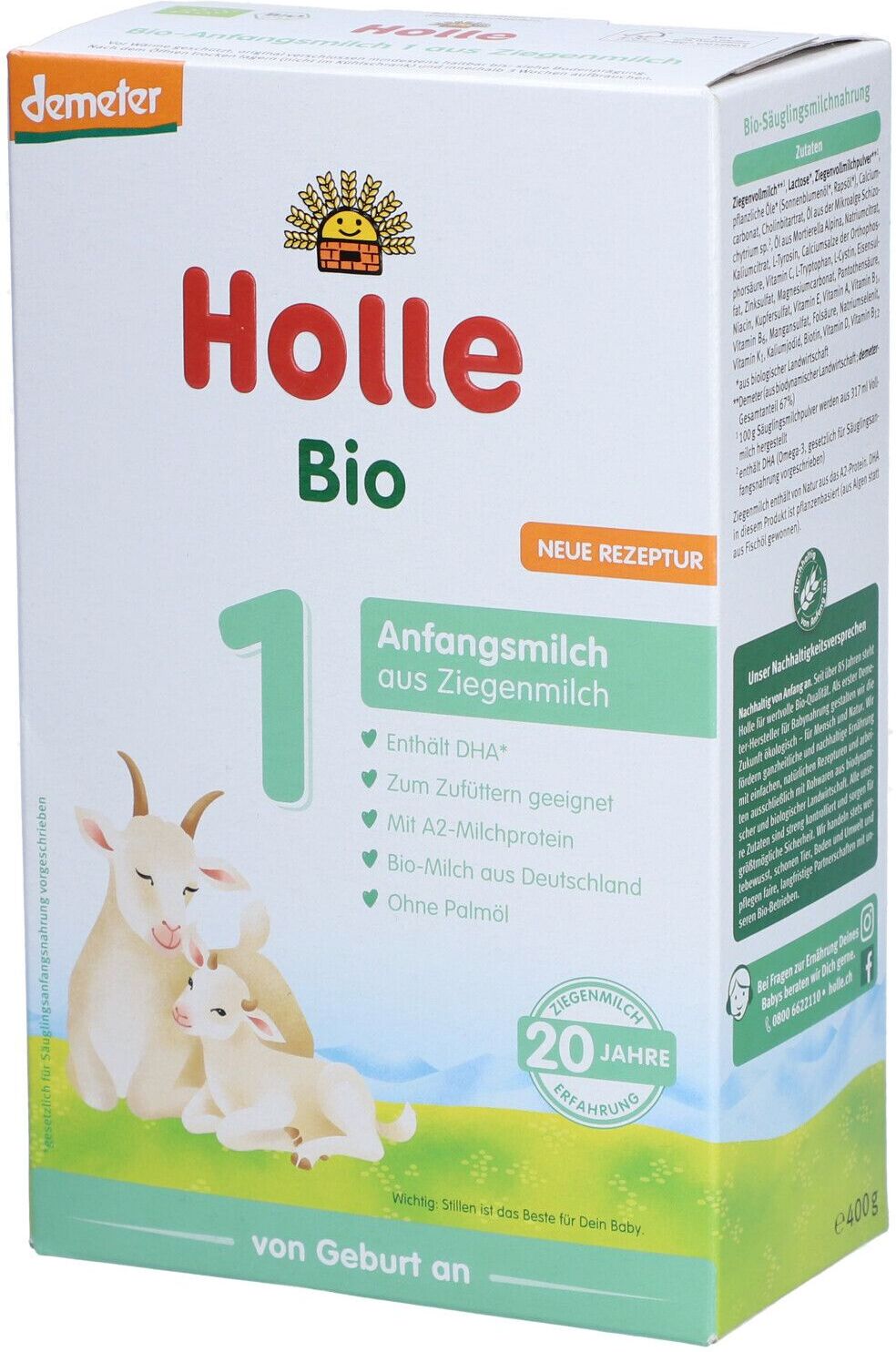 Holle Bio 1 auf Ziegenmilchbasis Anfangsmilch von Geburt an 400 g Pulver