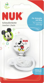 NUK Disney Mickey Mouse Saugerkette, Schnullerkette mit Clip, 1 Stück, farbig sortiert