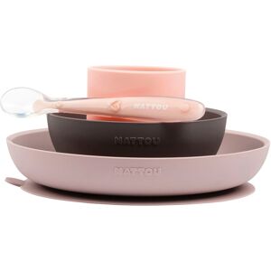 Nattou Kindergeschirr-Set »Silikon Esslernset, pink/aubergine«, (Set, 4 tlg.) pink/aubergine