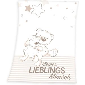 Herding Babydecke »Kleiner Lieblingsmensch«, mit Teddy und Schaf, Kuscheldecke weiss