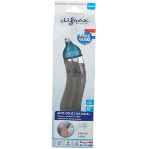 difrax® Babyflasche S Glas Natural Blau 0+ Monate 250 ml