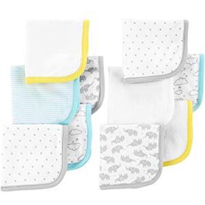 Simple Joys by Carter's Unisex-Baby 10-Pack Washcloth Winter-Zubehör-Set, Mehrfarbig/Elefanten/Punkte/Wolken, Einheitsgröße (10er Pack)