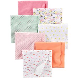 Simple Joys by Carter's Unisex Baby 7-Pack Flannel Nursery-Receiving-Blankets, Mehrfarbig/Dinosaurier/Floral/Punkte/Schildkröte/Zitrone, Einheitsgröße (7er Pack)