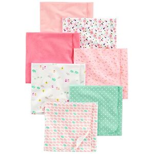 Simple Joys by Carter's Unisex Baby 7-Pack Flannel Nursery-Receiving-Blankets, Rosa/Weiß, Einheitsgröße (7er Pack)