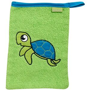 Playshoes Unisex Kinder Frottee-Waschhandschuh Schildkröte 340085, 29 Grün, 15x20 cm