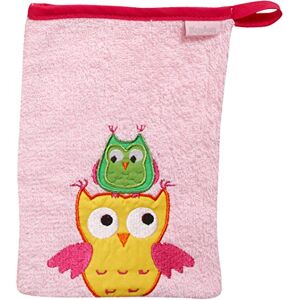 Playshoes Unisex Kinder Frottee-Waschhandschuh Eule 340089, 14 Rosa, 15x20 cm