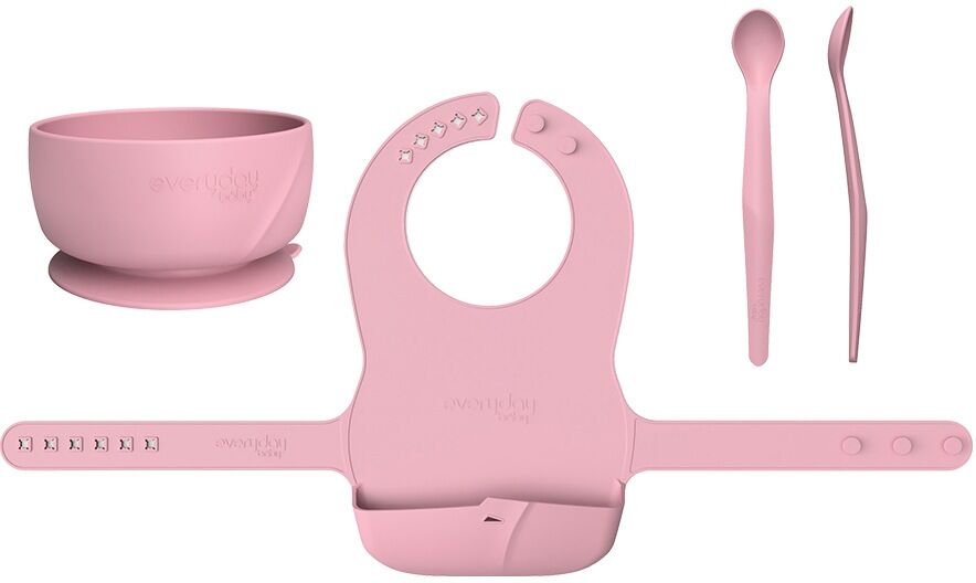 everyday baby Kindergeschirr-Set »Everyday Baby, Esslern Set mit Lätzchen«,... rosa