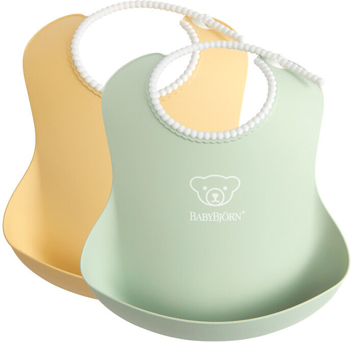 BABYBJORN 2er-Pack Lätzchen mit Auffangschale GELB;BLAU;GRÜN