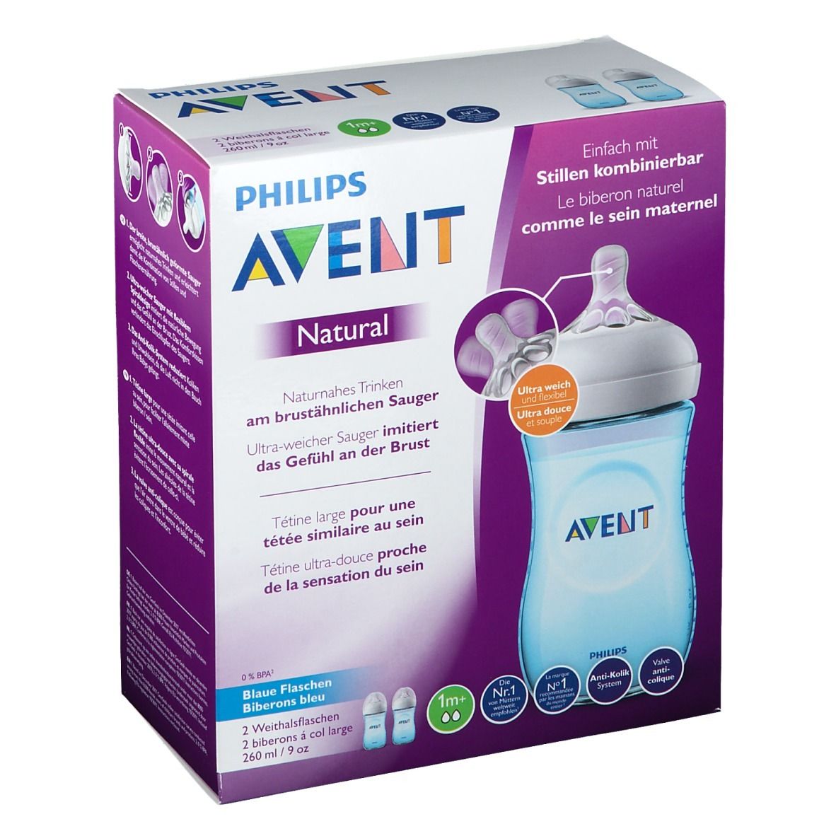 Avent Philips Avent Naturnah Flasche 2 x 260 ml Blau