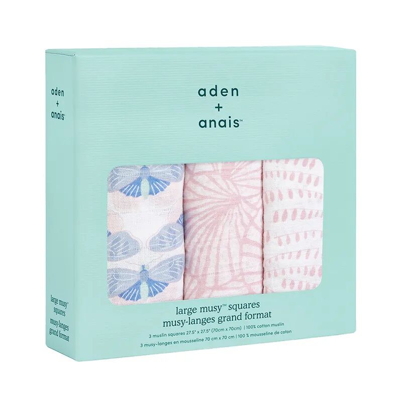 aden + anais Mulltuch MUSY® SQUARES – DECO COLLECTION (70x70) 3er-Set in blau/beige