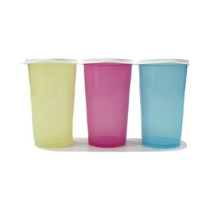 TUPPERWARE To Go Eco 330 ml gelb + rosa + blau Becher Trinkbecher mit Deckel