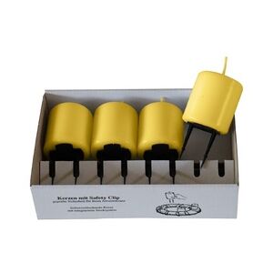 Kopschitz Kerzen 4er Set Adventskerzen mit Safety Clip und Kerzenstecker (Haltekrallen) Mustard Senf 8 x ? 5 cm