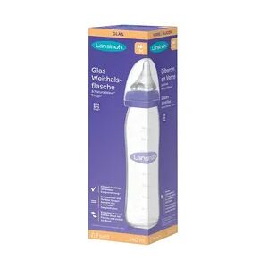 LANSINOH Weithalsflasche Glas 240 ml mit Sauger M 1 Stück