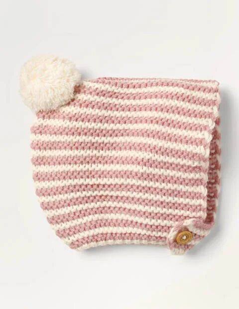 Mini Vintage-Rosa/Naturweiß Strickhäubchen Baby Baby Boden, 80-92, Pink