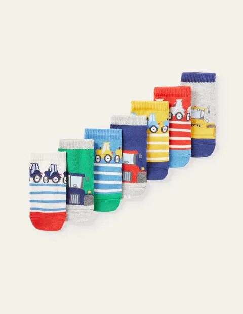 Boden Bunt, Traktoren Box mit Socken im 7er-Pack Baby Baby Boden, 92, Multi