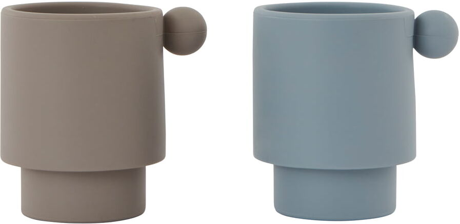 OYOY - Tiny Inka Silikon dusty blue / clay (2er- Set)