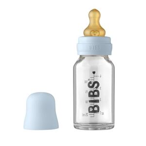BIBS Sutteflaske - BIBS Baby Glass Bottle Complete Set Latex 110ml Baby Blue 1 stk