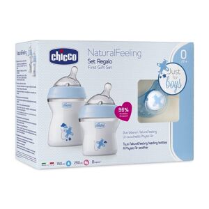 Chicco NaturalFeeling suttesæt flaske 150ml 0m+ + flaske 250ml 2m+ + PhysioForma Comfort sut 0m+ Blå