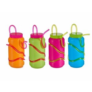 Leknes Bottle with Lid and Straw Blue Green Orange Pink 250 ml
