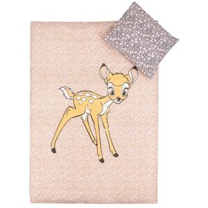 Borg Living Baby sengetøj 70x100 cm - Bambi og blomster - 2 i 1 design - 100% bomulds sengetøj