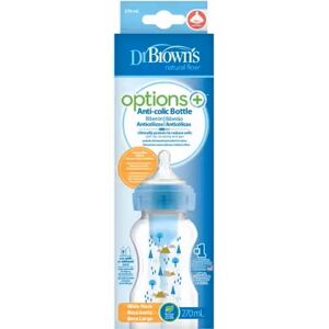 Dr Brown''s Options Biberón de silicona con tetina ancha azul 270 ml