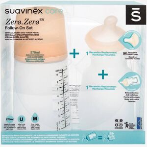 Kit Starter Set Biberón Zero.Zero 270 ml SUAVINEX rosa claro liso con motivos