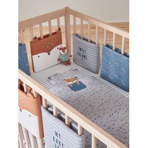VERTBAUDET Protector de cama chichonera Baby Fox azul medio liso con motivos
