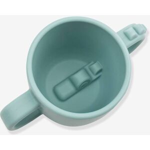 Taza con 2 asas DONE BY DEER Peekaboo Cocodrilo de silicona azul claro liso