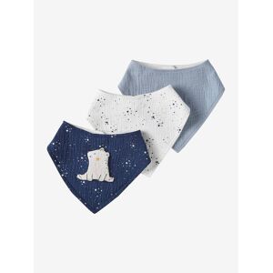 VERTBAUDET 3 baberos bandana de gasa de algodón azul hielo