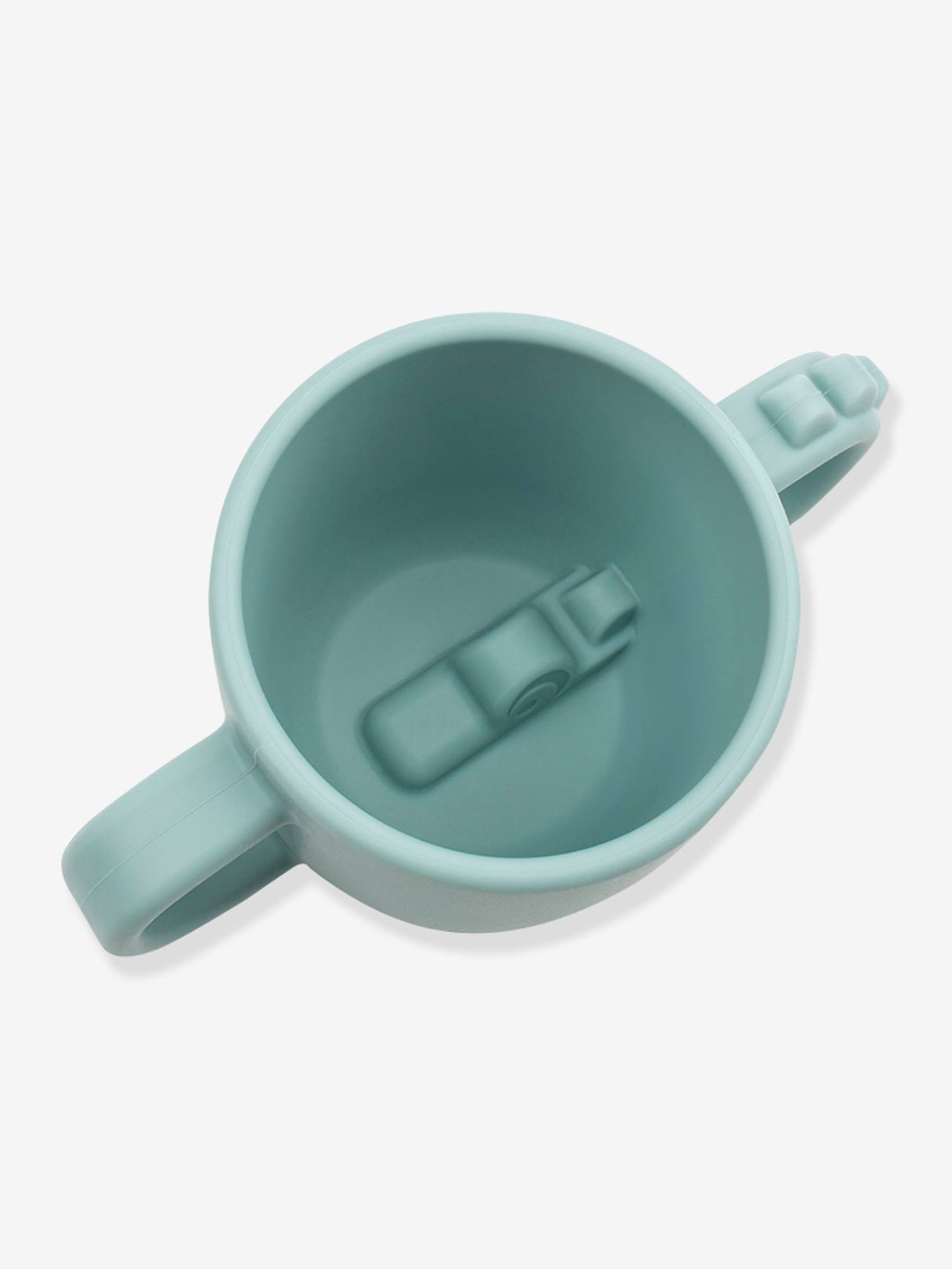 Taza con 2 asas DONE BY DEER Peekaboo Cocodrilo de silicona azul claro liso