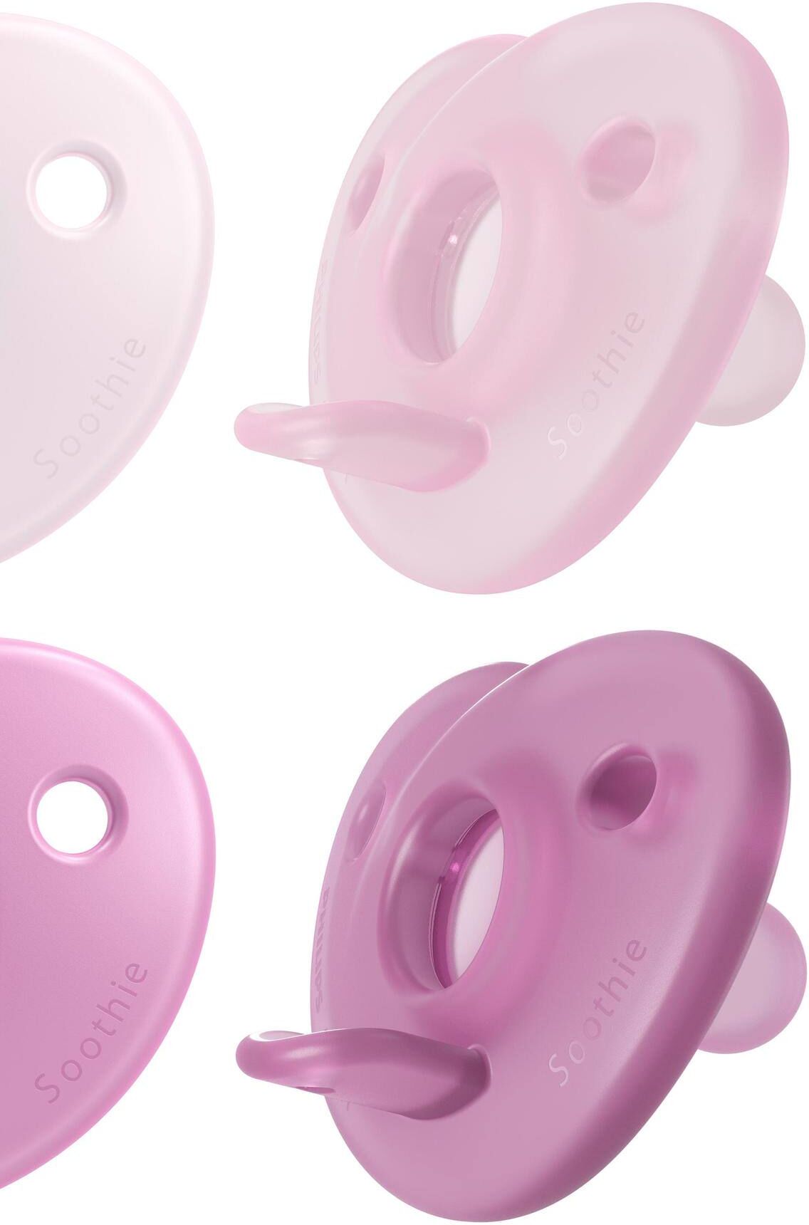 Lote de 2 chupetes para recién nacido Philips AVENT Soothie Corazón rosa claro liso