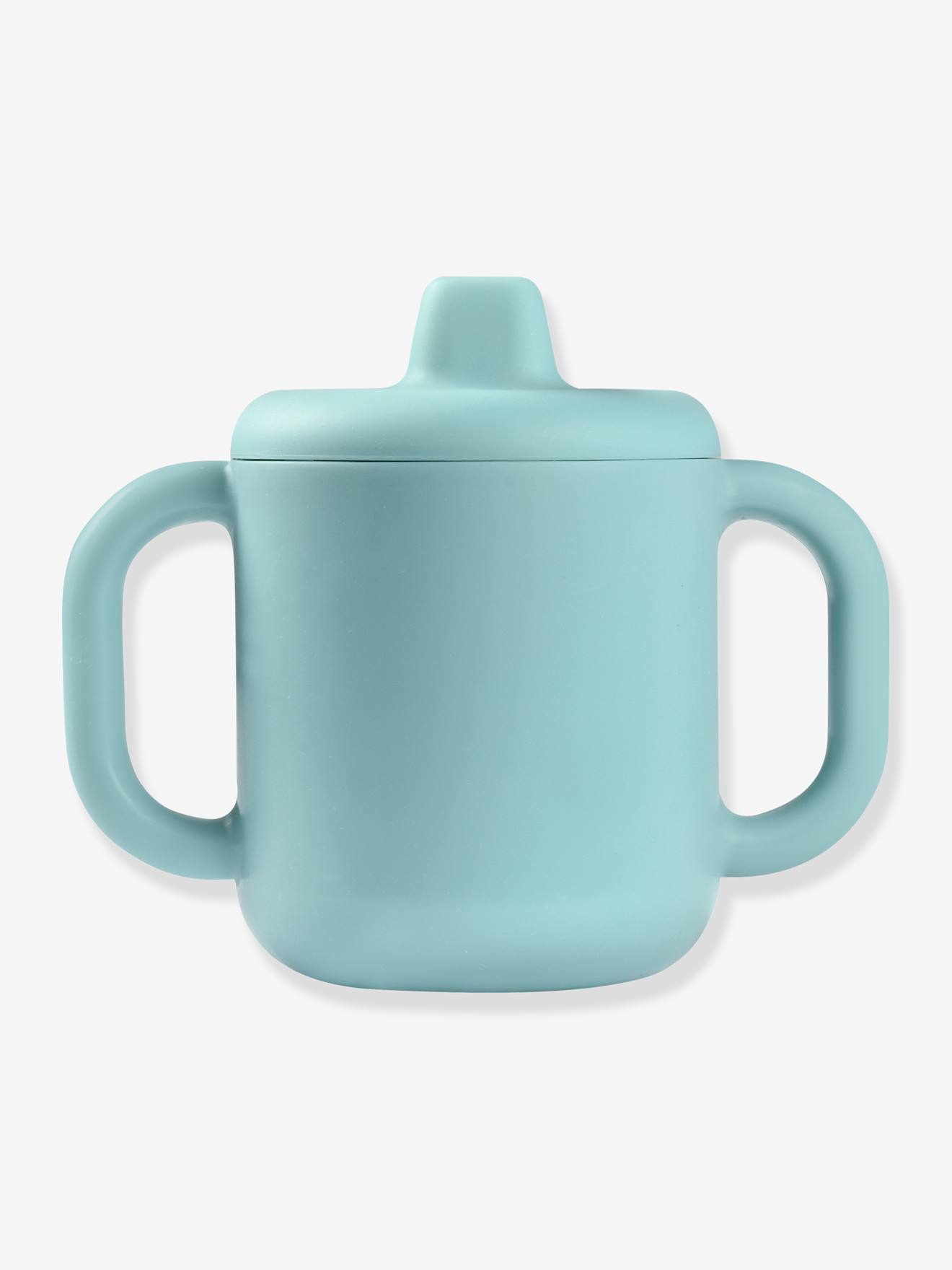 Taza de aprendizaje BEABA de silicona azul claro liso