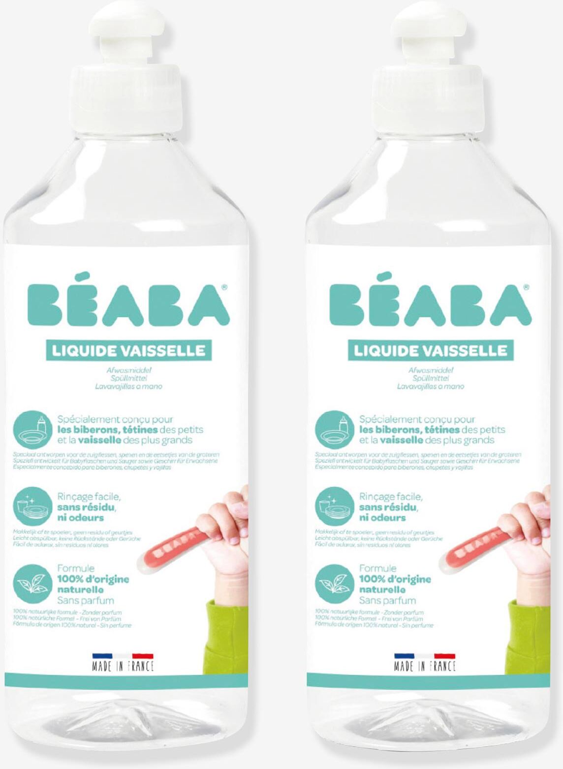 Juego de 2 frascos de líquido lavavajillas (500 ml) BEABA blanco