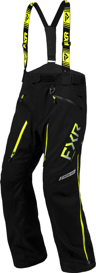 FXR Helium Lite Pantalones baberos para motos de nieve - Negro Amarillo (S)