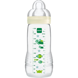 MAM Easy Active Biberon Débit X +6m Transparent 330ml - Publicité