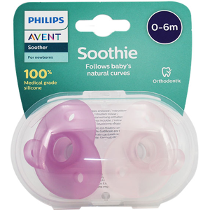 Avent Sucette Soothie +0m Rose Lot de 2 - Publicité