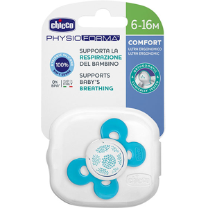 Chicco Sucette Physio Forma Comfort Silicone +6m Bleu Clair + Boîte de Stérilisation - Publicité