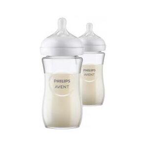 Avent Natural Response 2 Biberons Verre 240 ml 1 Mois et + - Boîte 2 biberons de 240 ml