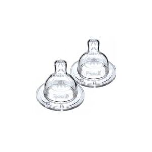 Dodie Tétine Sensation+ Plate - Col Large - 0-6 Mois - Silicone Débit 2 - Lot de 2 - Blister 2 tétines