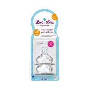 Luc et Léa 2 Tétines Anti-Coliques Débit Moyen (2) en Silicone - Blister 2 tétines