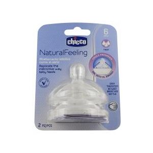 Chicco Tétine Naturalfeeling Droite - Flux Rapide - 6M+ - X2 - Boîte 2 tétines