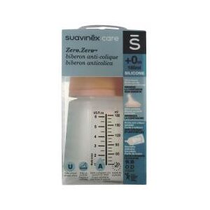 Suavinex Care Zero.Zero Biberon Anti-Colique Débit Adaptable 180 ml 0 Mois et + - Boîte plastique 1 biberon