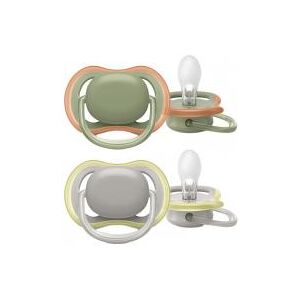 Avent Sucettes Ultra Air 6-18 M Neutre - Boîte 2 sucettes + 1 boîte de stérilisation