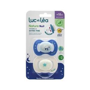 Luc et Lea Duo de Sucettes nature Nuit +18 Mois Raton Avec Teterelle Anatomique Extra-Fine - - Blister 2 sucettes