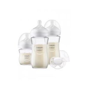 Avent Kit Nouveau-Né - 3 Biberons à Réponse Naturelle - en Verre - Boîte 3 biberons + 1 sucette