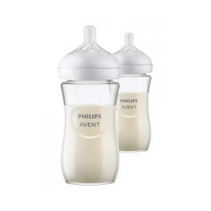 Avent Biberon à Réponse Naturelle - en Verre - 240 ml - Lot de 2 - Boîte 2 biberons de 240 ml