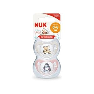 NUK Disney Baby Sucette Physiologique Silicone +0m Winnie l'Ourson Gris Bleu Lot de 2 - Publicité