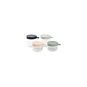 Beaba Béaba coffret 4 portions verre, pots de conservation (150ml pink / 150ml eucalyptus green / 250ml light mist / 250ml dark blue) - Publicité