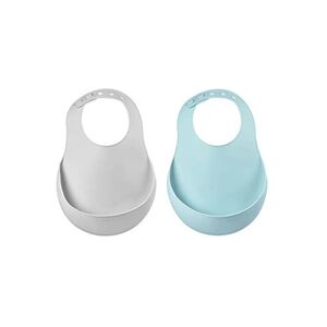 Beaba Lot de 2 bavoirs silicone green/grey - Publicité